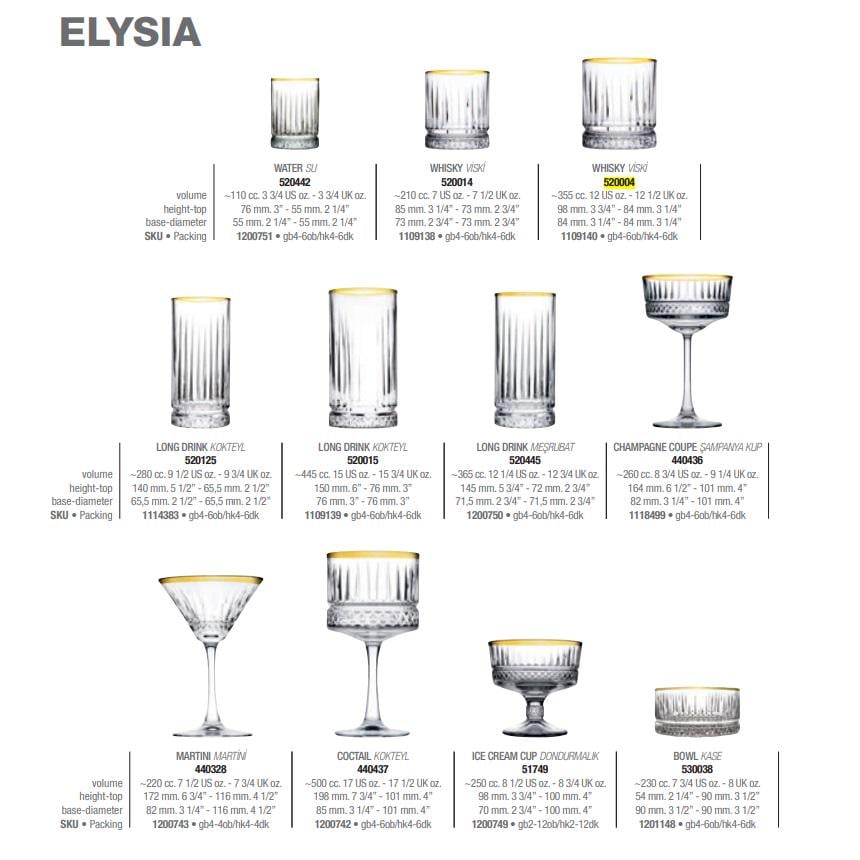 Набір склянок Pasabahce Elysia Gold 520004G-4 355 мл 4 шт. (118794) - фото 8