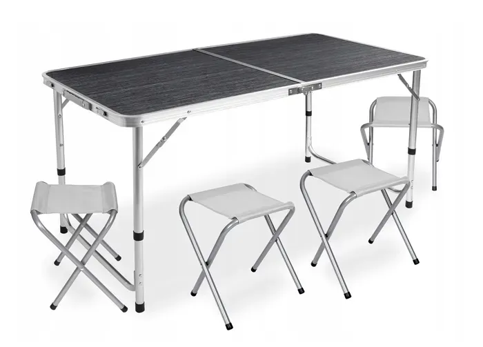 Стол-чемодан складной туристический 120х60 см 4 стула Серый