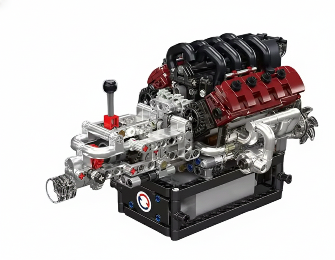 Конструктор двигателя GRAN TURISMO S MASERATTI V8 Engine Mould King моторизированный детский 787 дет. (36134850)