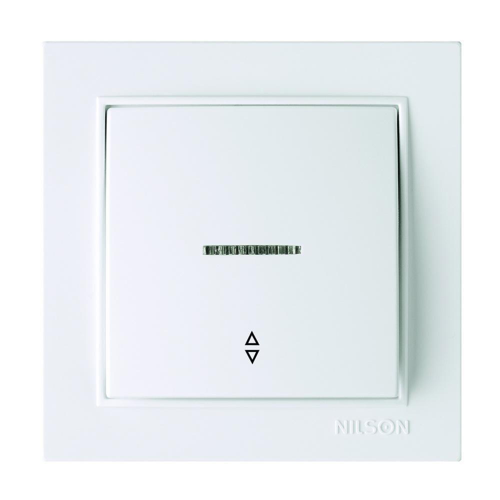 Выключатель проходной одноклавишный с подсветкой Nilson Thor Белый (00000006966)