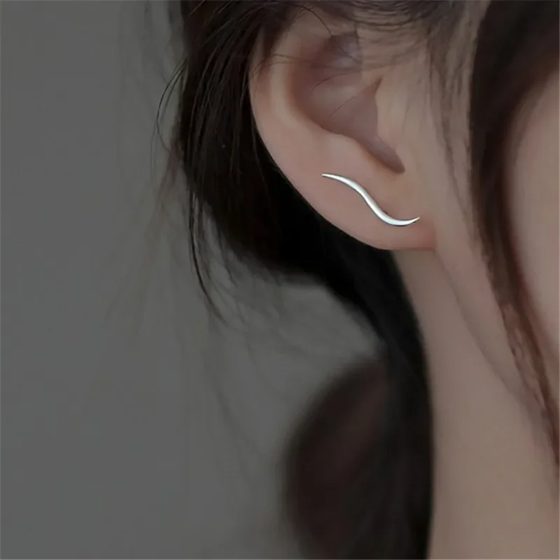 Сережки-гвоздики у вигляді хвилі з голками (2921198678)