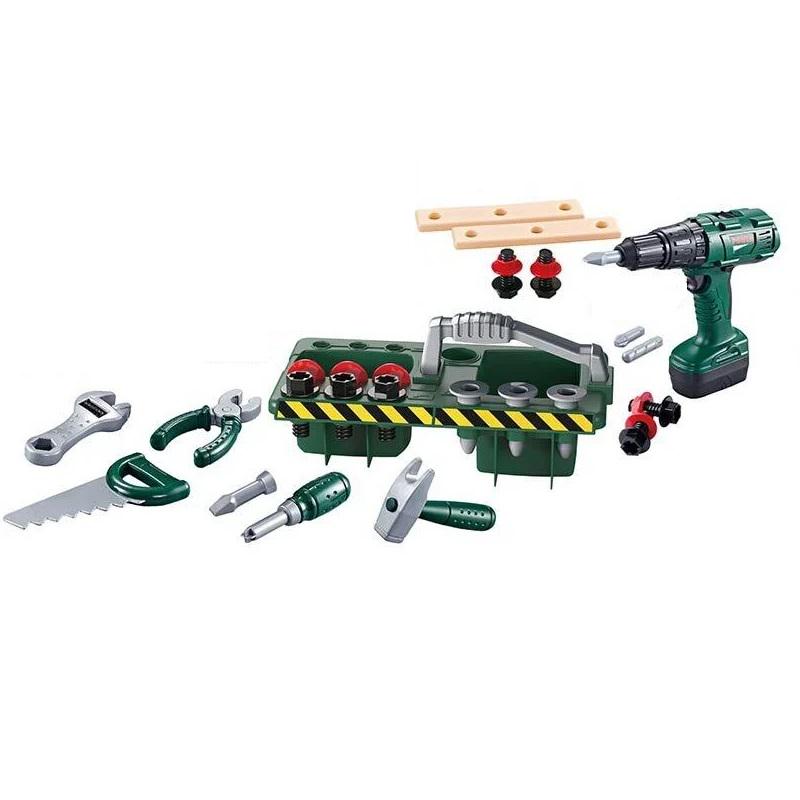 Игровой набор инструментов 30 элементов/шуруповерт на батарейках Green (162753)