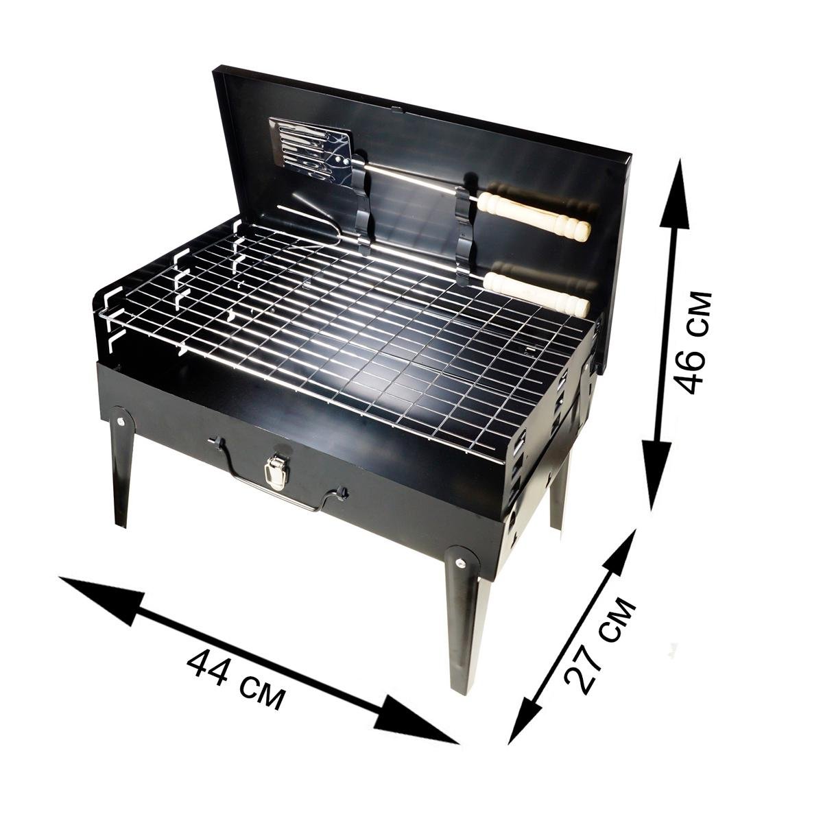 Портативний мангал барбекю Desktop BBQ 44х46 см Чорний (1008666-Black) - фото 5