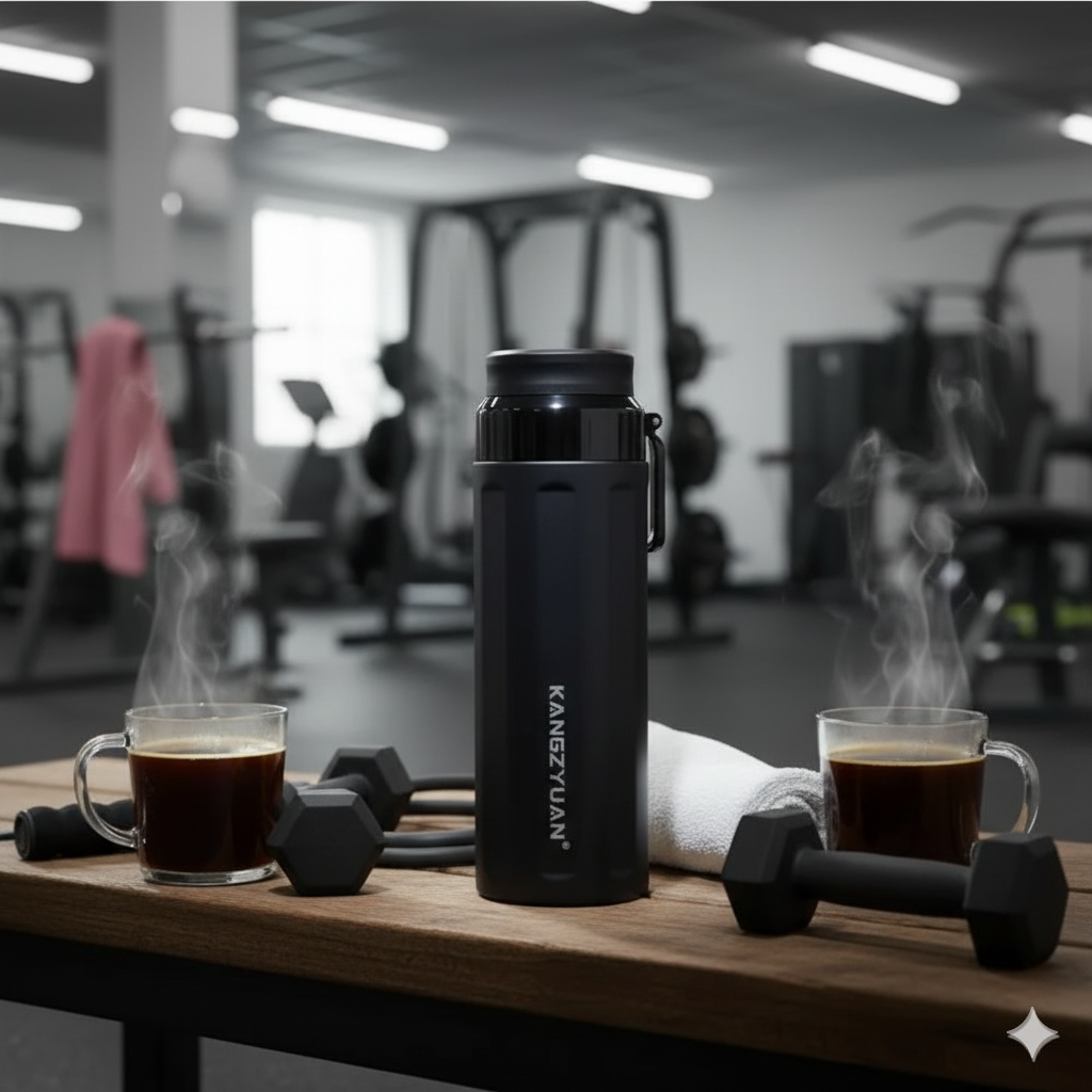 Термос фляжка з нержавіючої сталі KANGZYUAN з подвійною стінкою вакуумний 600 мл Чорний (2456486220) - фото 8 Термос фляжка з нержавіючої сталі KANGZYUAN з подвійною стінкою вакуумний 600 мл Чорний (2456486220) - фото 8