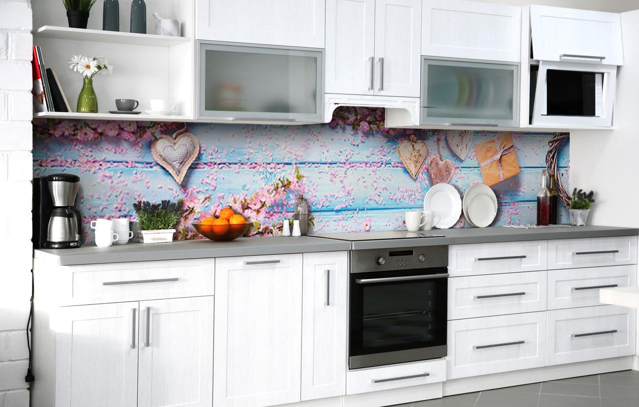 Кухонный фартук Любовь в лепестках виниловый самоклеющийся 60х250 см Абстракция