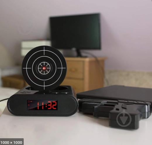 Будильник SUNROZ Gun Alarm Clock з мішенню Чорний (SUN3415) - фото 4