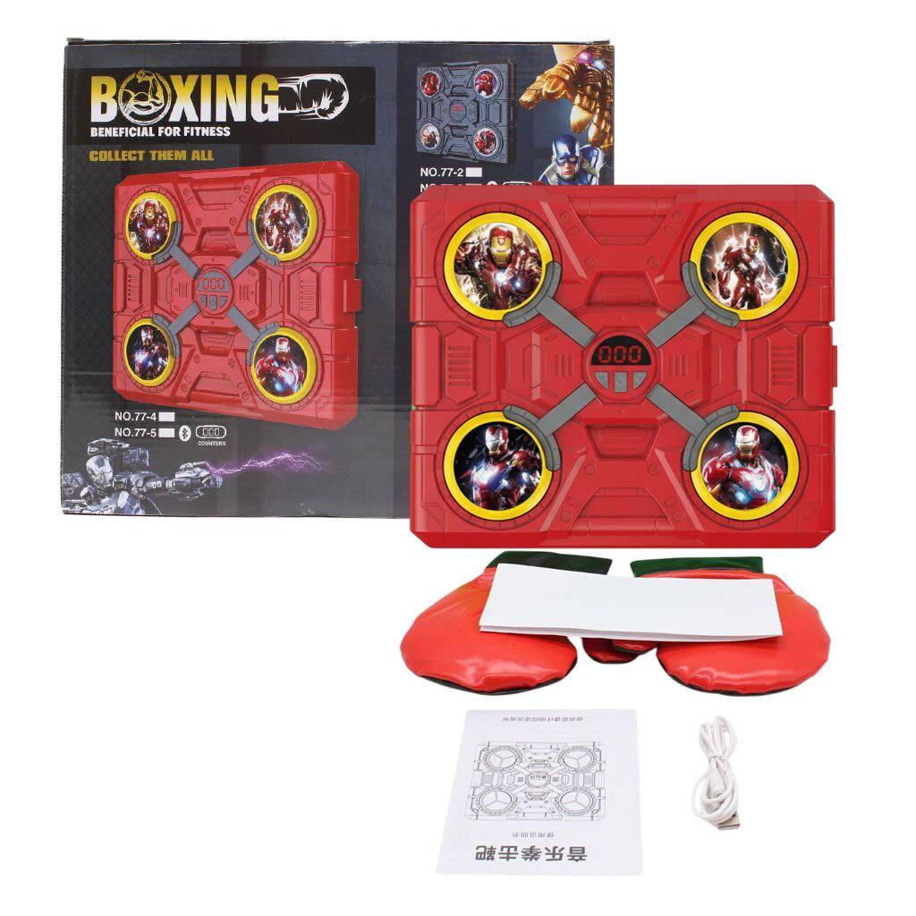 Детский музыкальный тренажер для бокса Iron Man настенный с Bluetooth и LED-подсветкой Красный (89fb7071)