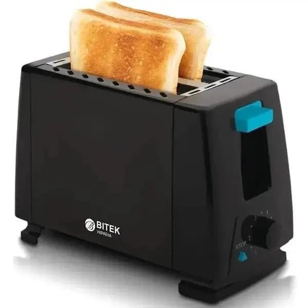 Тостер на дві скибки хліба кухонний BITEK BT-263 1000 Вт 5 ступенів прожарювання Чорний (55258U) Тостер на дві скибки хліба кухонний BITEK BT-263 1000 Вт 5 ступенів прожарювання Чорний (55258U)