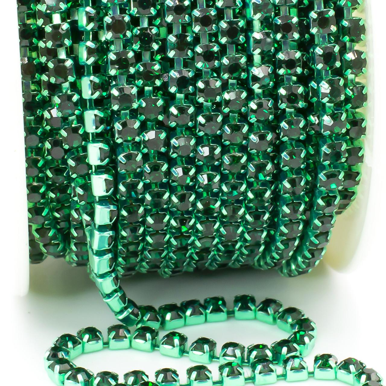 Цепь стразовая SS10 2,8 мм 1 м Emerald grean (ЦС1003о05)