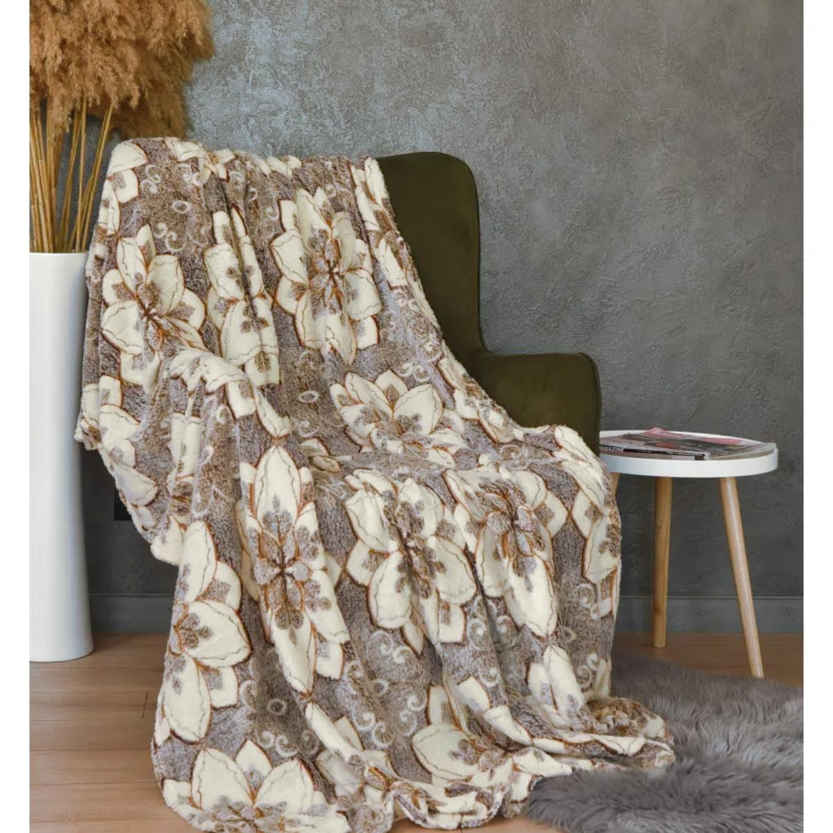 Плед Koloco Стрижка Цветок большой двуспальный 180х220 см (36918)