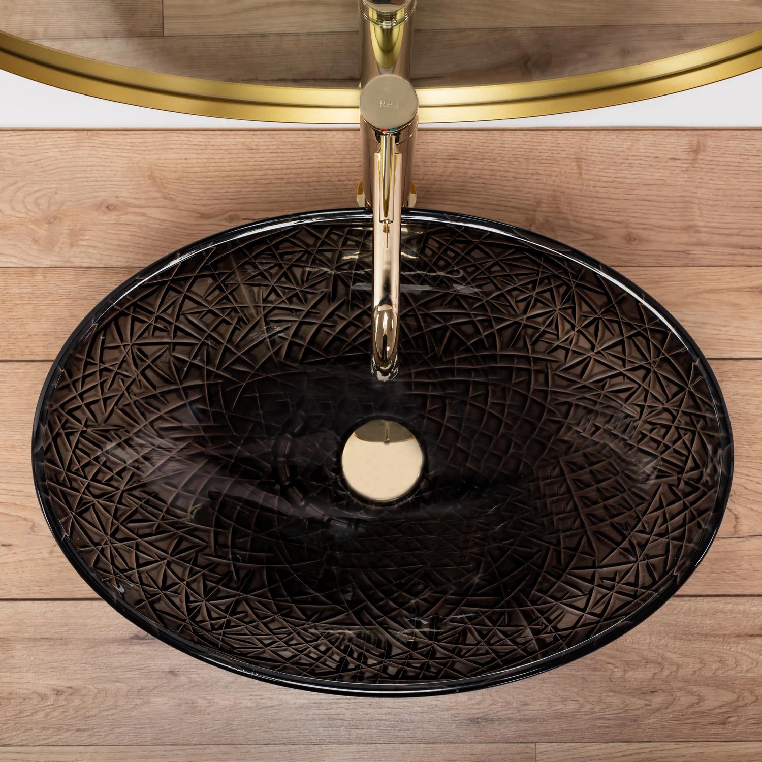 Умывальник накладной REA Frost REA-U5071 510x355x160 мм Черный (170722) - фото 5