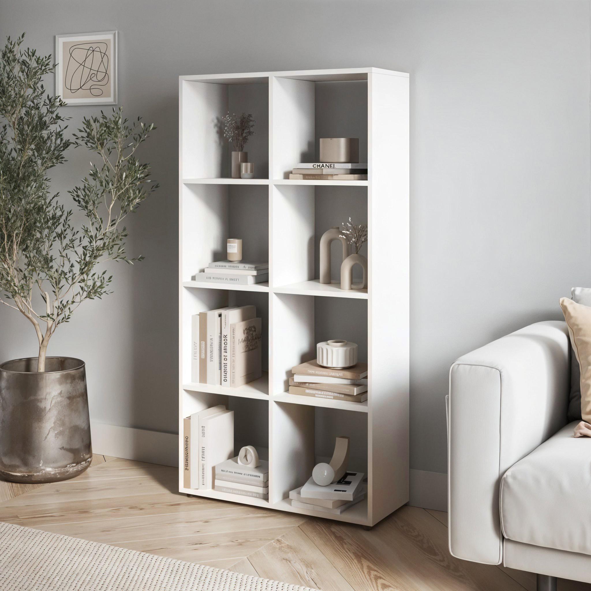 Стелаж для книг та декору на 8 комірок GP-17 720х230х1430 мм Білий - фото 2