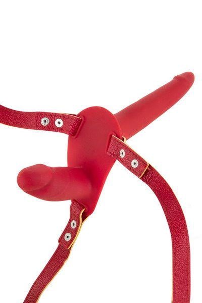 Страпон подвійний Fetish Tentation Strap-On with Double Dildo Red (SO3750)