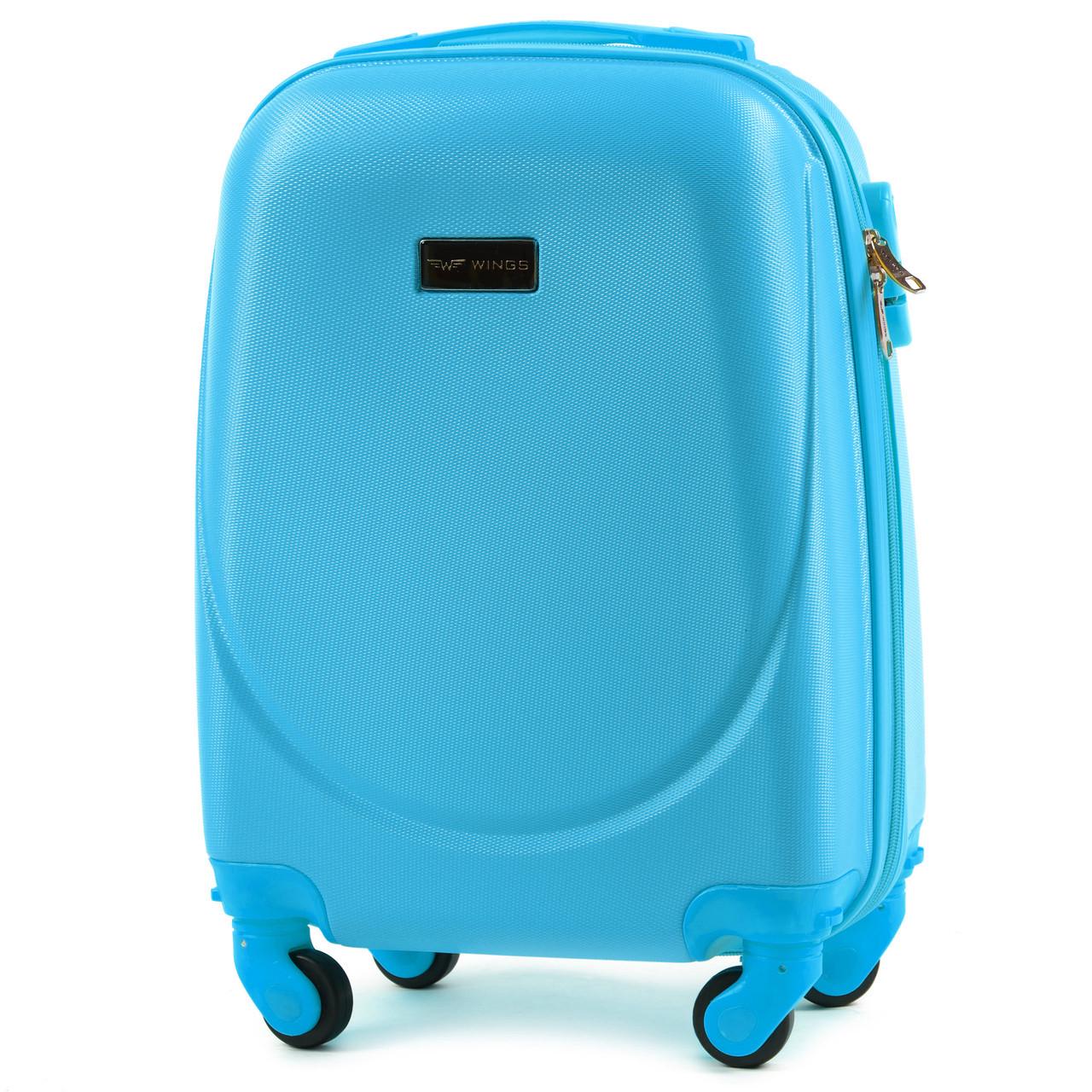 Чемодан пластиковый под ручную кладь Wings К310 мини 51х35х20 см на 4 колесах Голубой