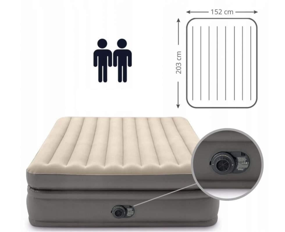 Матрас надувной двухместный Intex 152 х 203 х 51 см с электронасосом (64164) - фото 5