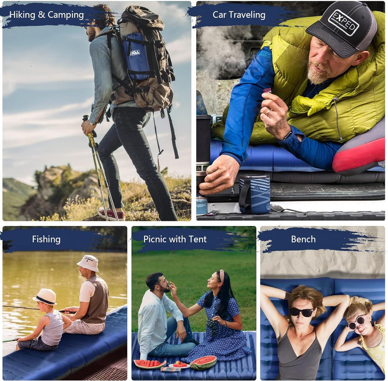 Надувний спальний килимок з подушкою та вбудованим насосом - фото 6