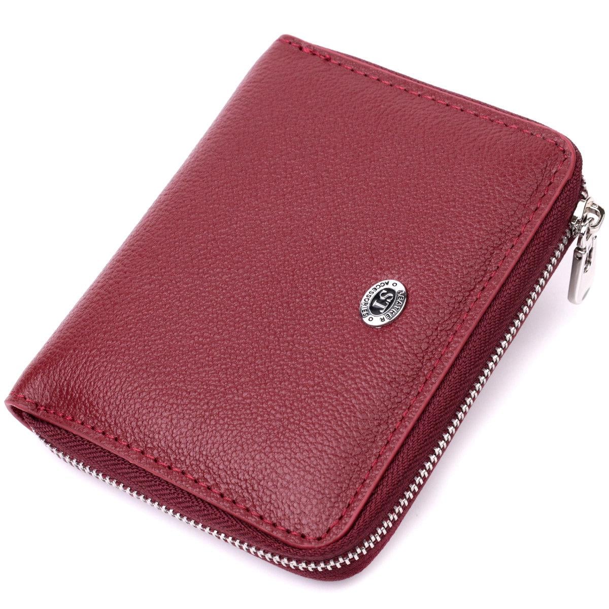 Кошелек женский ST Leather 19485 на молнии с металлическим логотипом из натуральной кожи Бордовый (168-136-19485) Кошелек женский ST Leather 19485 на молнии с металлическим логотипом из натуральной кожи Бордовый (168-136-19485)