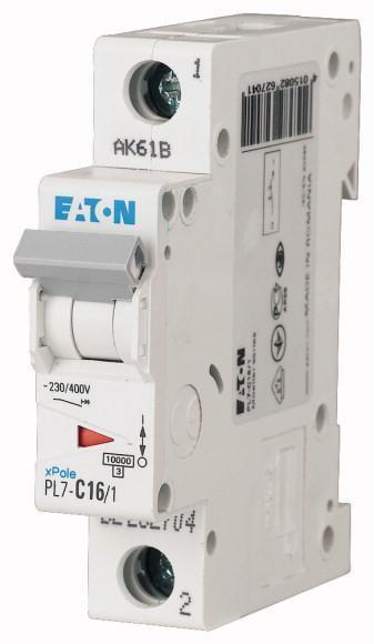 Автоматичний вимикач Eaton PL7-C16/1 характеристика-C 1P 16А (262704)