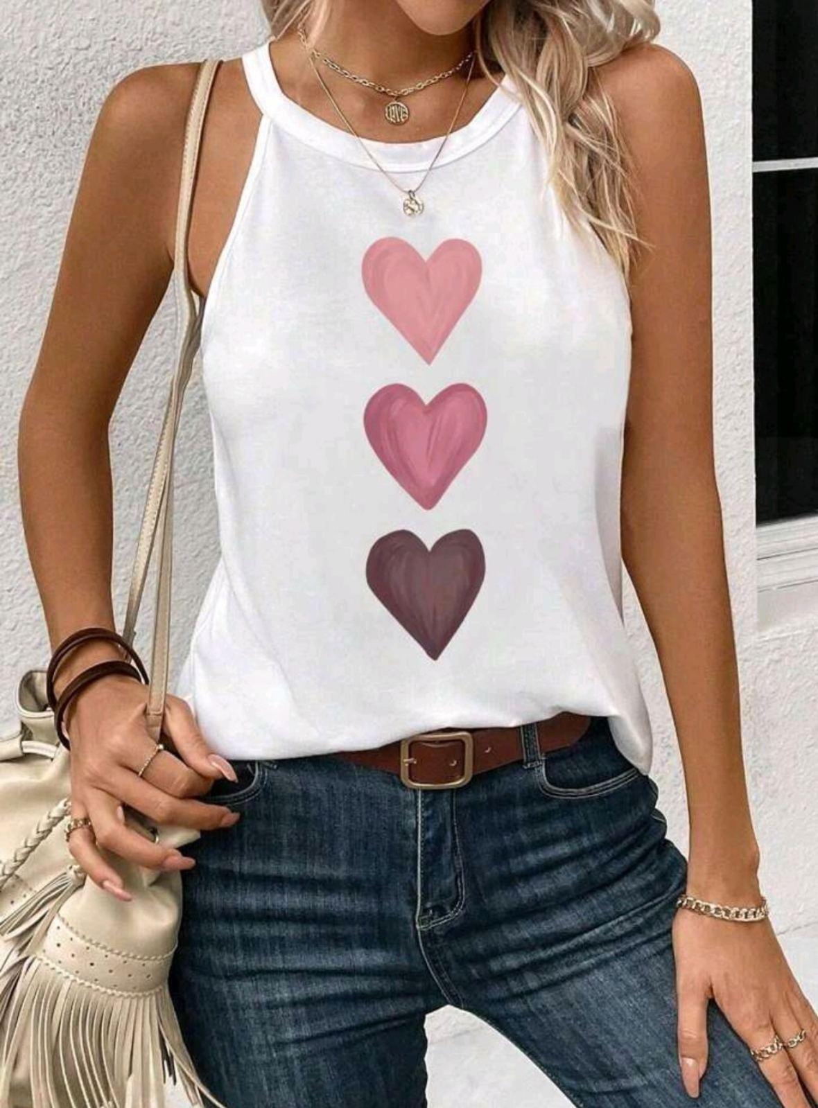 Майка жіноча Heart Print S Білий (27320331) - фото 2