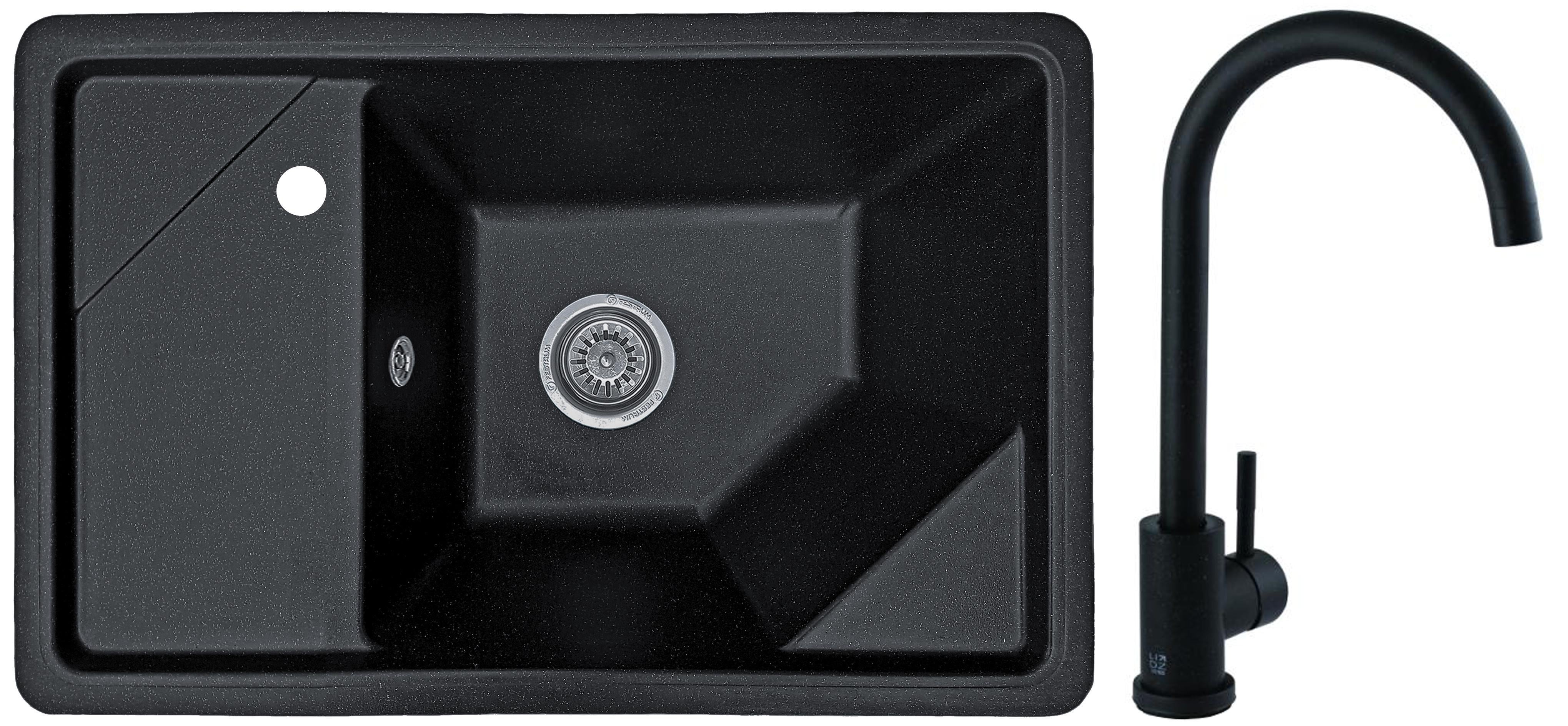 Мийка кухонна Valetti 64L зі змішувачем 720х465 мм Чорний