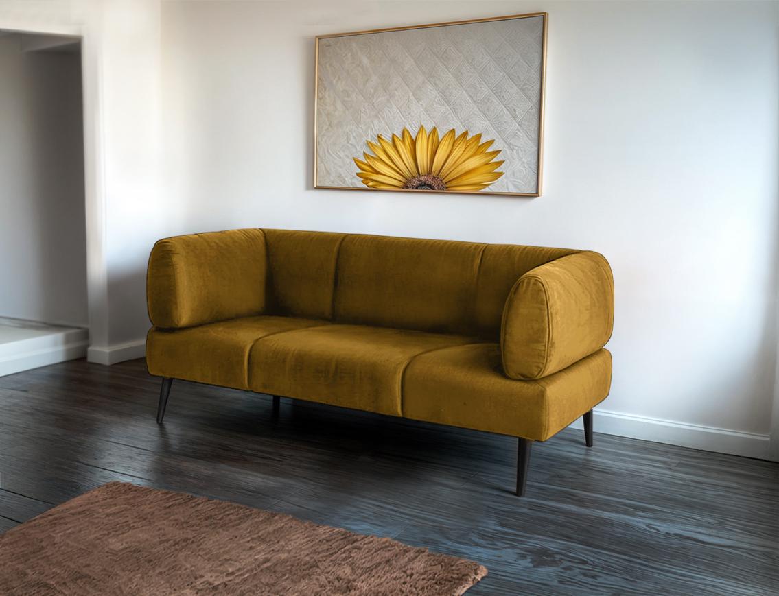 Диван с подлокотниками Tobi Sho Бенно-1 офисный с конусной ногой 1400х720х750 мм велюр Emilia 48 Gold - фото 3 Диван с подлокотниками Tobi Sho Бенно-1 офисный с конусной ногой 1400х720х750 мм велюр Emilia 48 Gold - фото 3