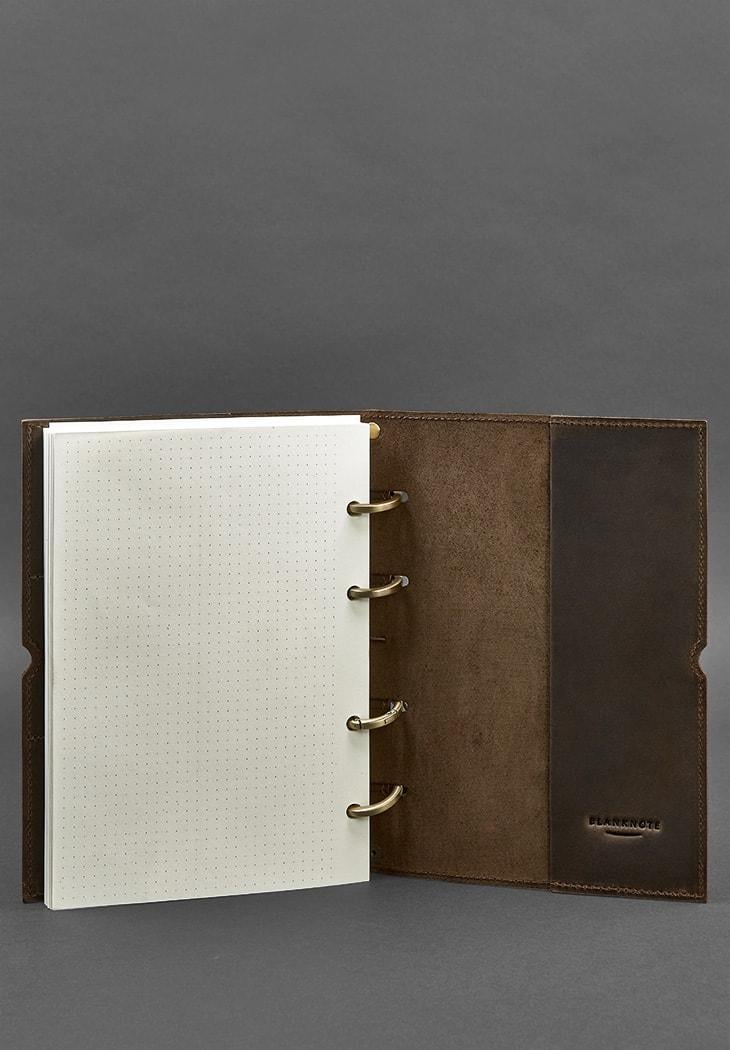 Блокнот шкіряний А5 на кільцях Софт-бук 9.0 в м'якій обкладинці Коричневий (A-026828) - фото 4
