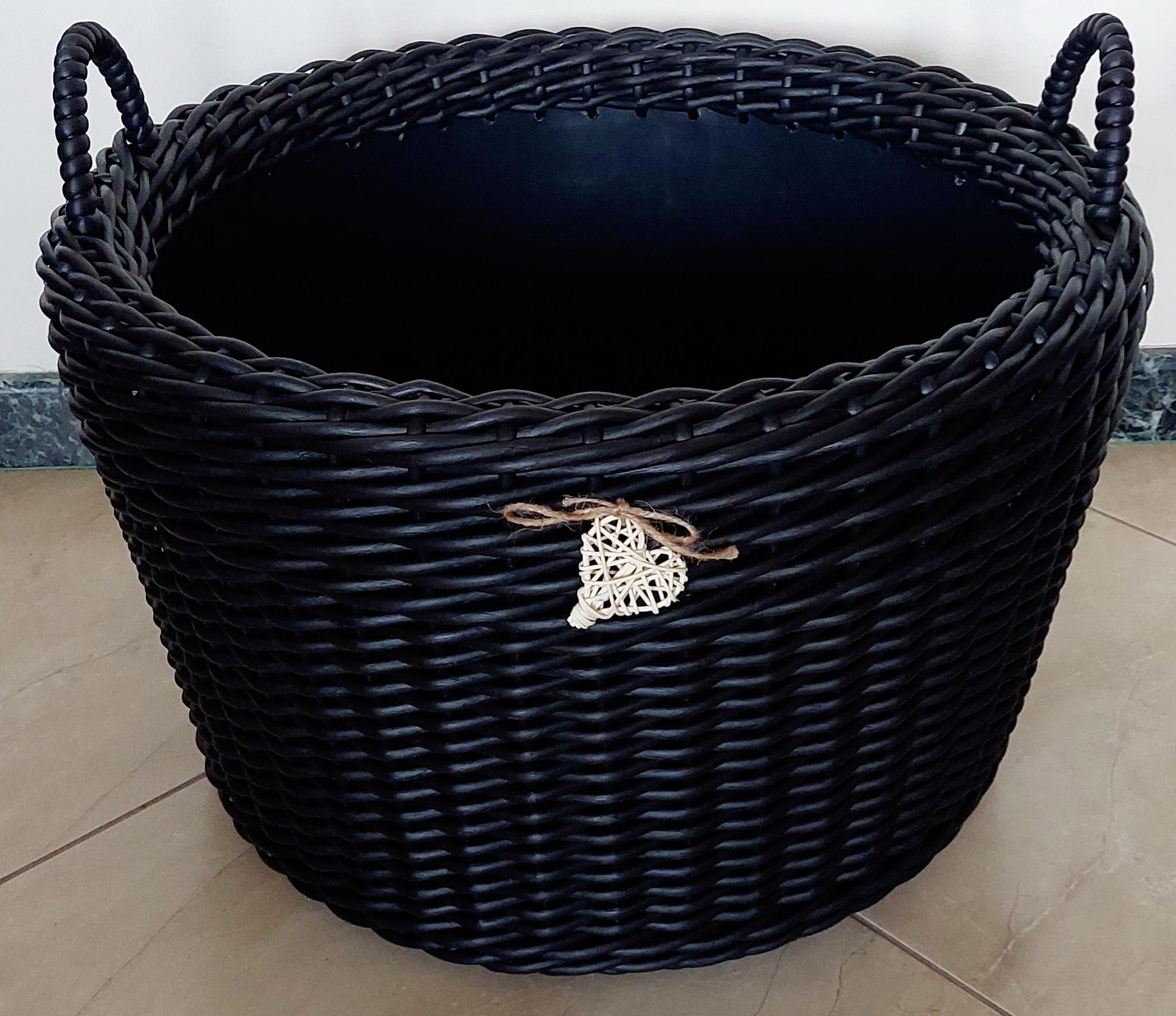 Корзина с ручками из искусственного ротанга ручной работы 90л Черный (33026) - фото 2