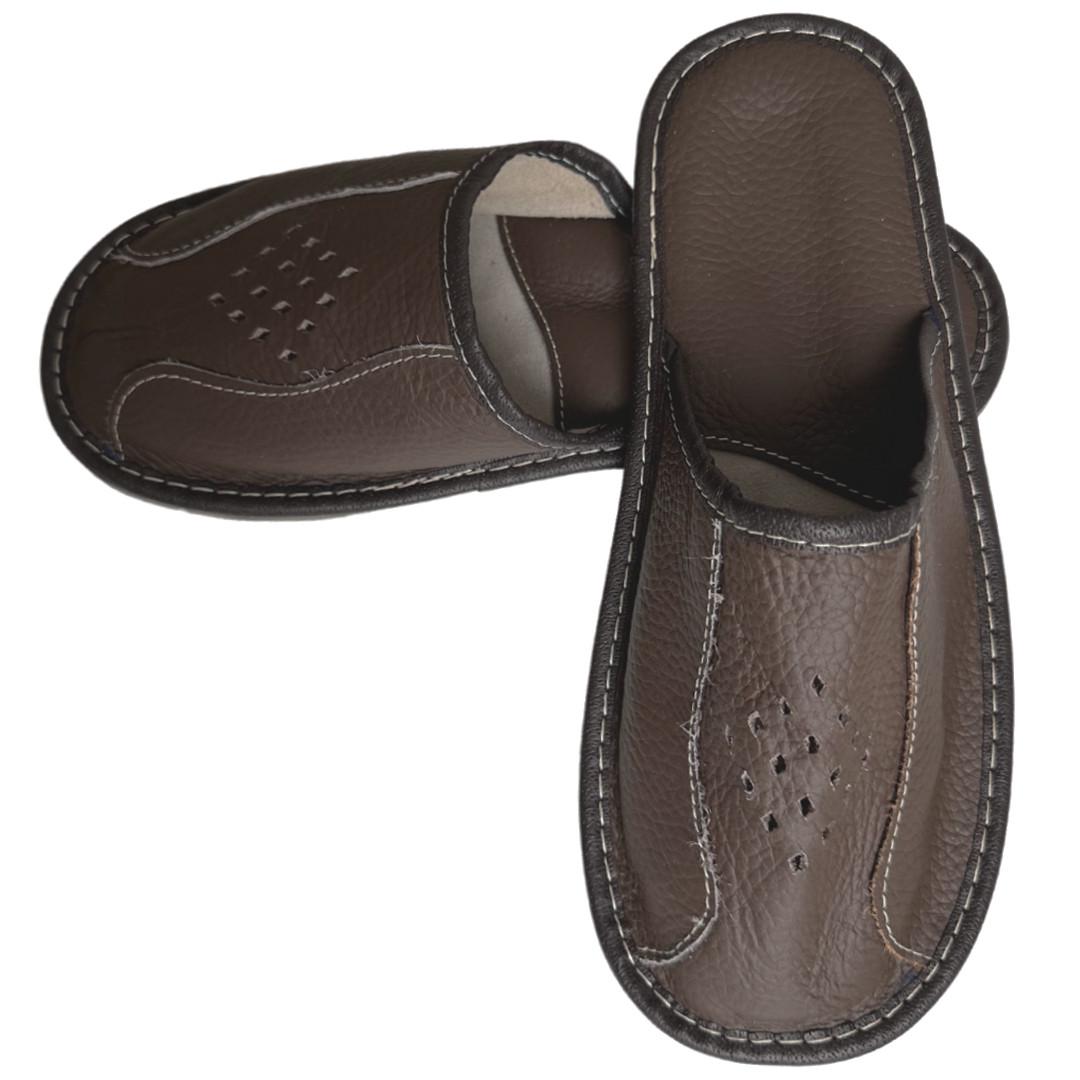 Чоловічі тапочки з натуральної шкіри р. 41 Коричневий (2603502337) - фото 2 Чоловічі тапочки з натуральної шкіри р. 41 Коричневий (2603502337) - фото 2