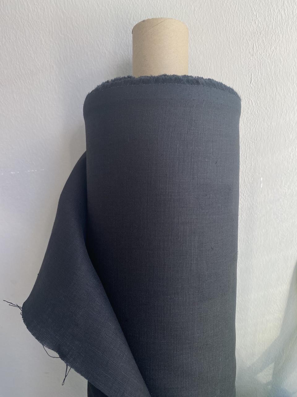 Ткань рубашечно-платьевая LINEN PLUS льняная 143 см 948/147 Черный - фото 6