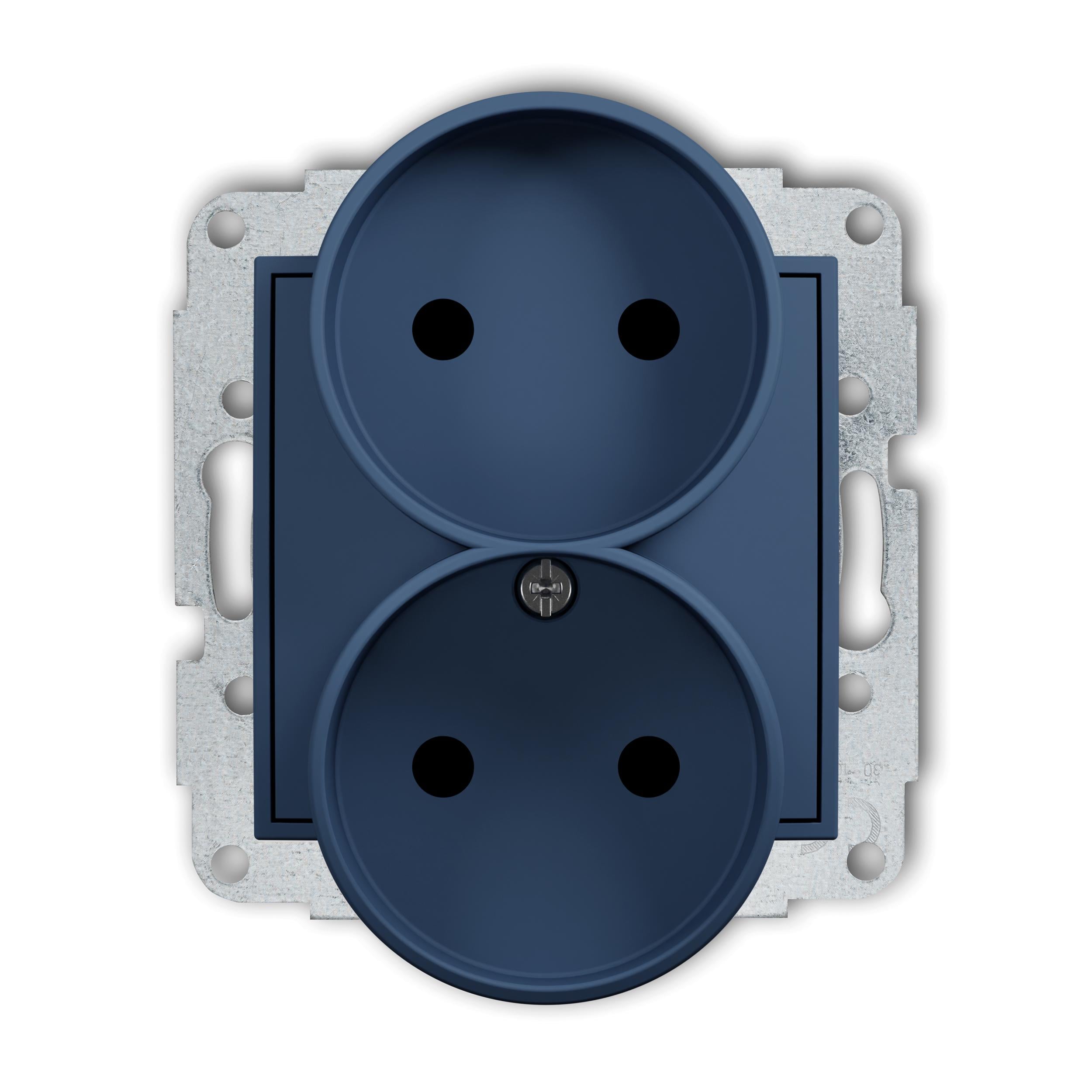 Розетка двойная Karlik Mini без заземления со шторками внутренняя Navy Blue (64MGPR-2p)