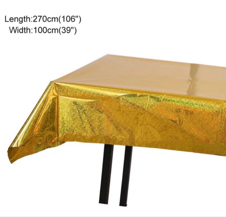Скатерть клеенка из фольги с голограммой 270x100 см Золотистый (18256/1) - фото 2 Скатерть клеенка из фольги с голограммой 270x100 см Золотистый (18256/1) - фото 2