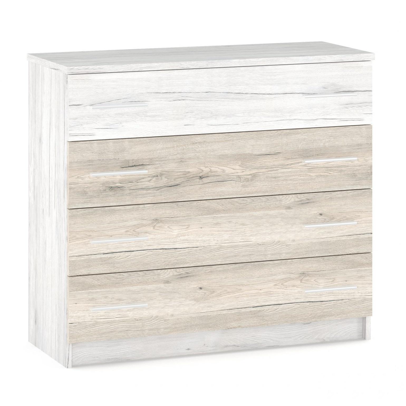 Комод Ким 4Ш /1028x401x912 из ДСП цветДуб Кари белый/Карпатия выбеленный Мебель Сервис