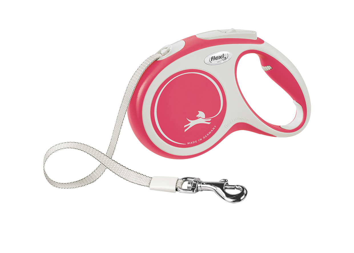 Поводок-рулетка для собак Flexi New Comfort М лента 5 м до 25 кг Красный