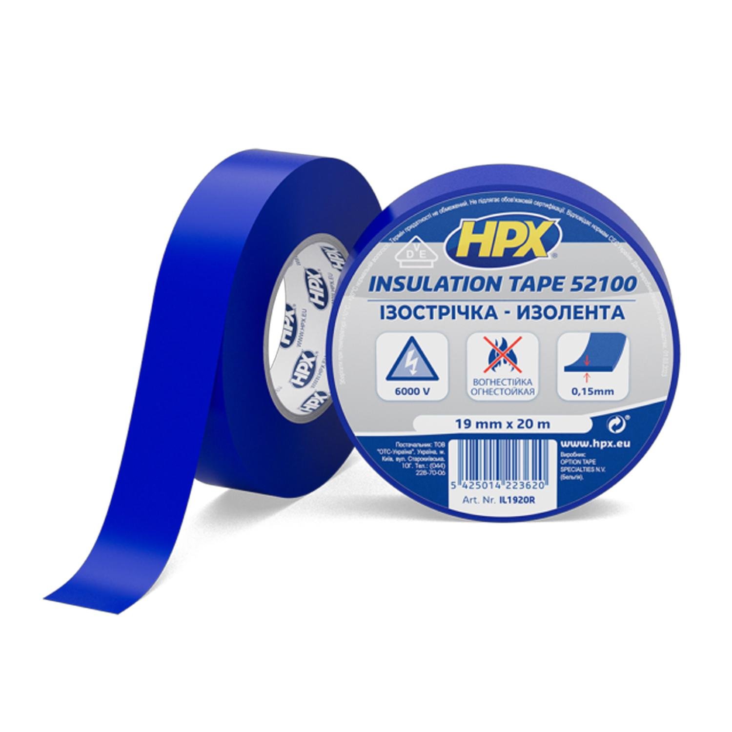 Стрічка ізоляційна HPX IL1920 19x0,15 мм 20 м ПВХ/гума Синій (INRUC0080020192070) - фото 2 Стрічка ізоляційна HPX IL1920 19x0,15 мм 20 м ПВХ/гума Синій (INRUC0080020192070) - фото 2