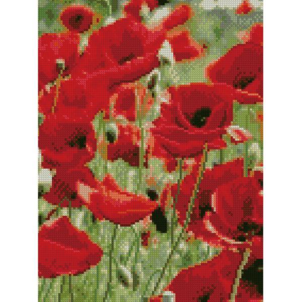 Алмазная мозаика Strateg Цветы Маковое поле 30х40 см на подрамнике (HX124-mt)