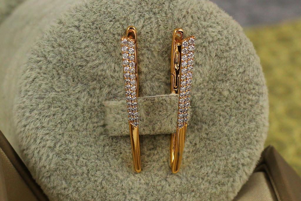 Серьги Xuping Jewelry Стрелки с камнями зауженные снизу 3 см Золотистый (2090178568)