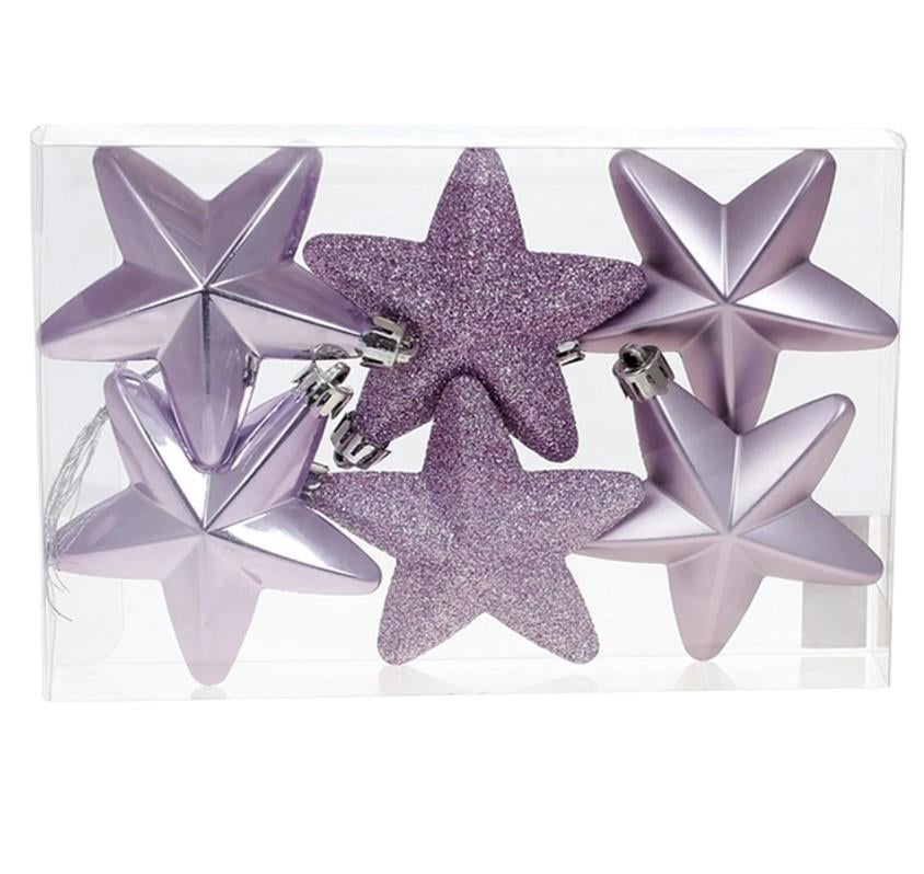 Набір прикрас Зірочки новорічних пластикових 6 шт. 7,5 см (13050) - фото 1 Набір прикрас Зірочки новорічних пластикових 6 шт. 7,5 см (13050) - фото 1