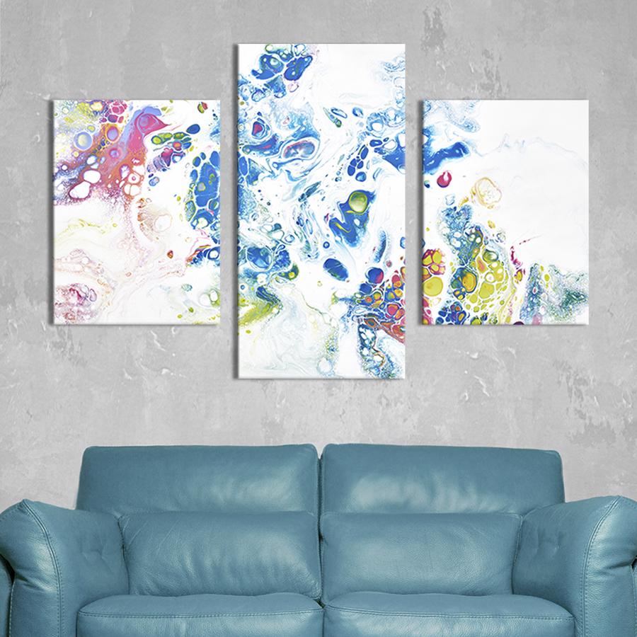 Картина для интерьера Абстактные краски на белой бумаге 141x90 см (57-32)