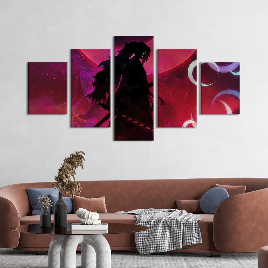 Модульная картина из 5 частей Антагонист аниме Demon slayer Кокушибо 162x80 см (703-52)
