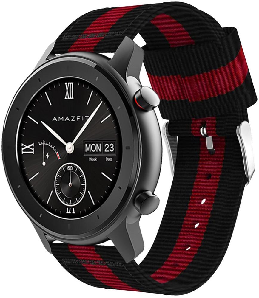Ремешок тканевый Canvas для Amazfit GTR 42 мм Black/Red (20556)