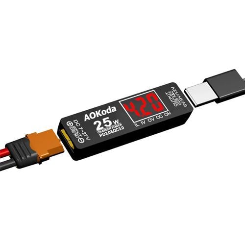 Преобразователь AOKoda XT60 на USB-A Type-C PD/QC3.0 25W LiPo 2-6S (1029801)