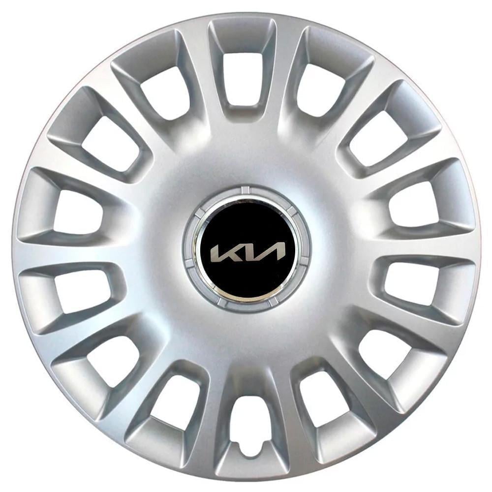 Колпаки SJS 307 з логотипом KIA NEW R15 4 шт. Серебристый (2789080941)