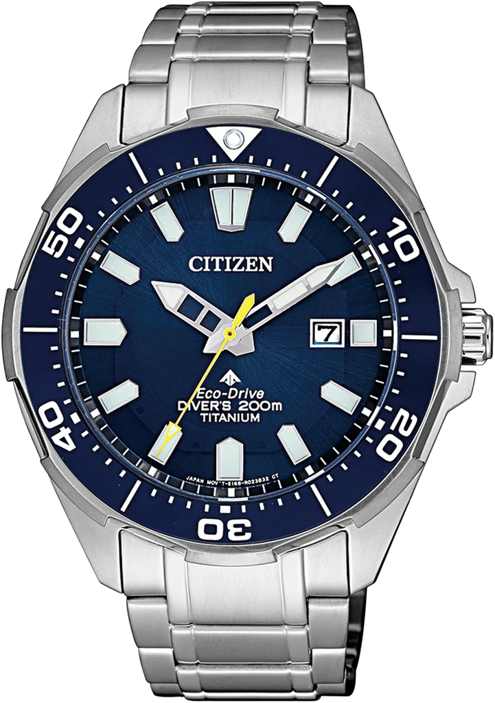Наручные часы мужские Citizen BN0201-88L Eco-Drive с титановым корпусом/синим циферблатом и водозащитой 200 м