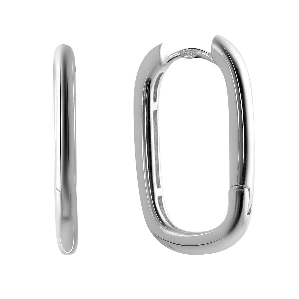 Серебряные серьги-кольца прямоугольной формы