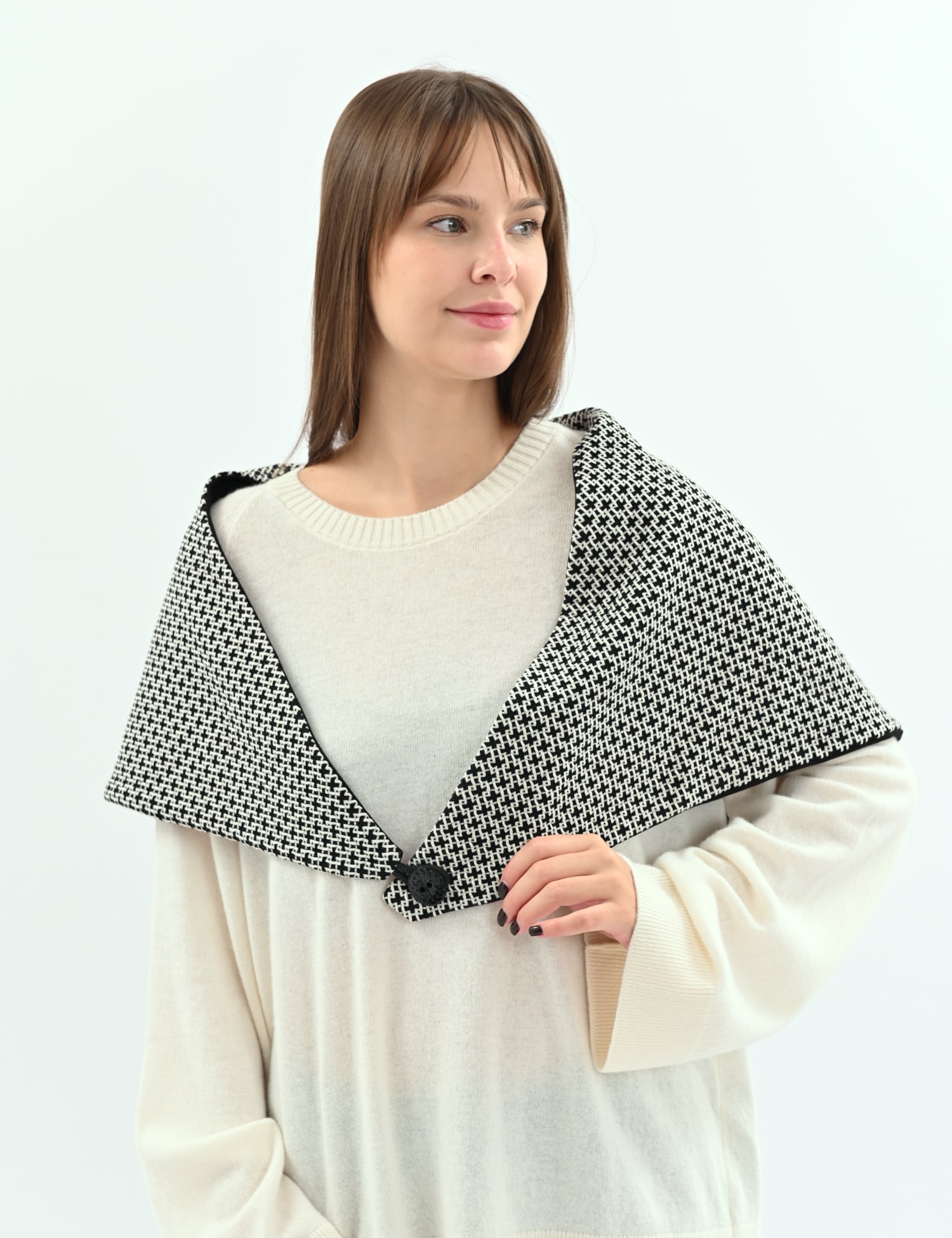 Шарф жіночий двосторонній My scarf Едінбург Осінній Париж на карабінах Сірий (39079188)