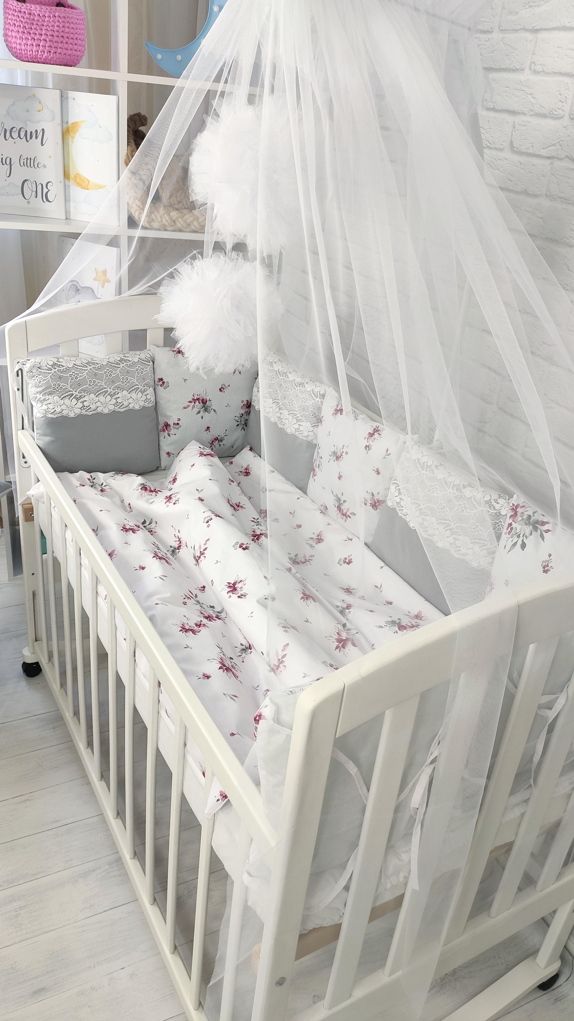 Комплект постельного белья ТМ Elliz Кружево в кровать для новорожденных Серый - фото 5 Комплект постельного белья ТМ Elliz Кружево в кровать для новорожденных Серый - фото 5