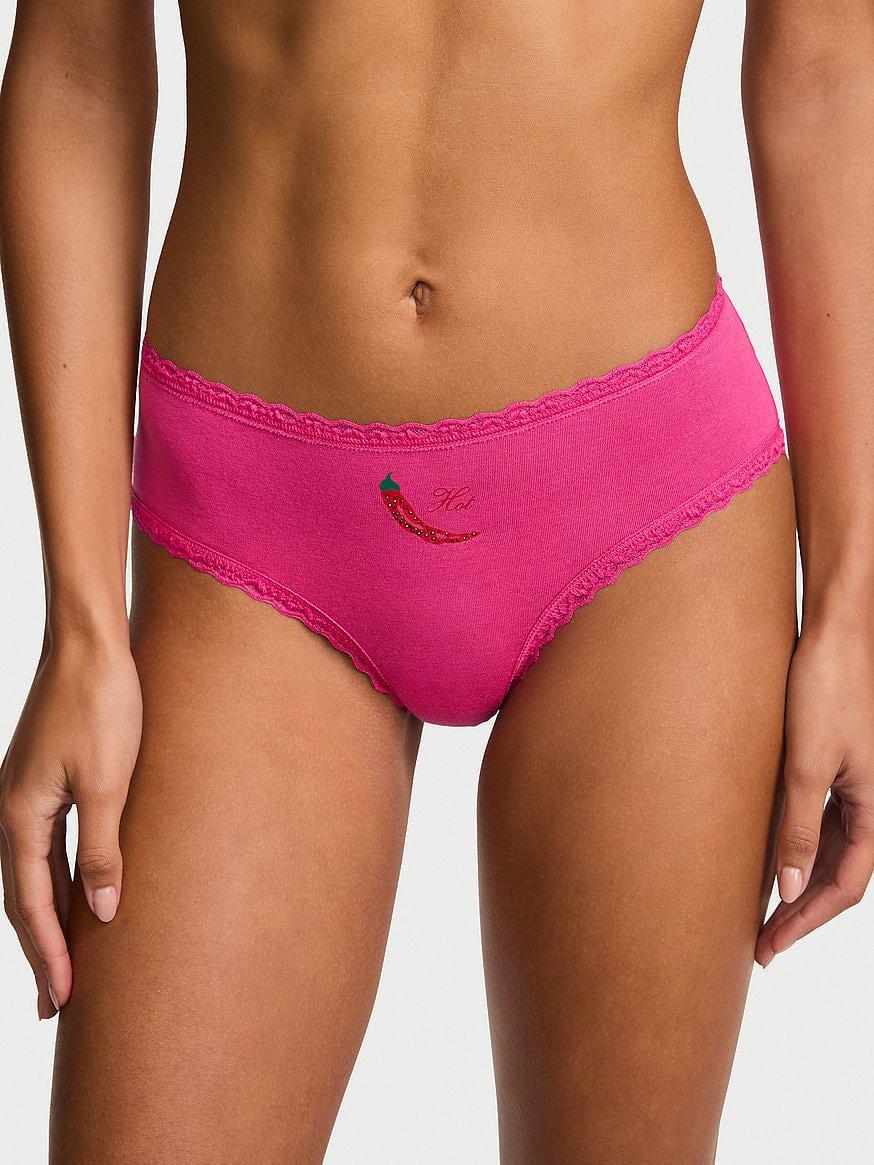 Трусики женские Victoria's Secret Cotton Lace-Waist Cheeky XL Розовый (3182078439)