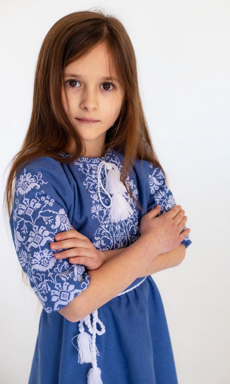 Сукня-вишиванка дитяча Вишиваночка р. 152 Синій (817-7) - фото 6