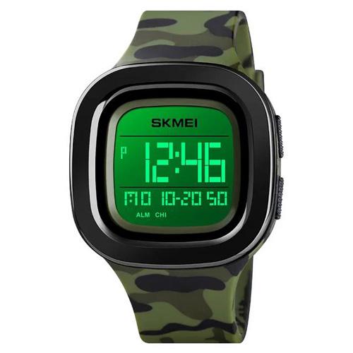 Часы наручные с подсветкой Skmei 1580CMGN 5 ATM 43 мм Black/Camouflage (595765)