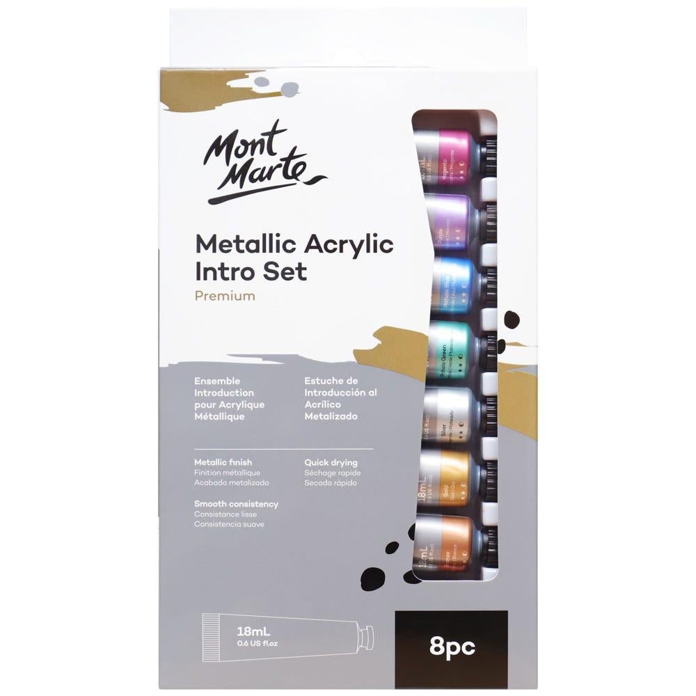 Краски для рисования Mont Marte Metallic Acrylic Paint Intro Set Premium 8pc 18 мл (PMMT8181) - фото 1